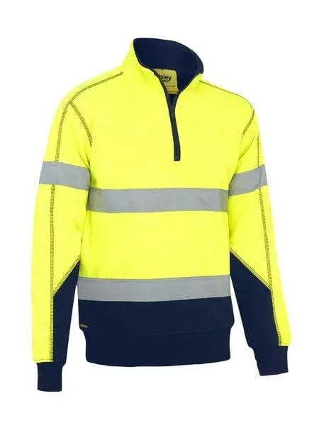 Bisley Taped Hi Vis 1/4 Zip Fleece Pullover With Sherpa Lining BK6987T - City Workwear